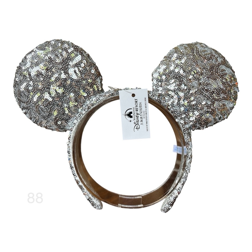 Disney Mickey Mouse Silver Sequin Ears Headband New With Tags NWT 88